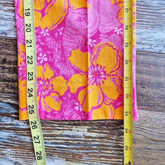 Lilly Pulitzer Resort Fit Elephant Floral Capri Pants Zip Pink Orange - Picture 12 of 13